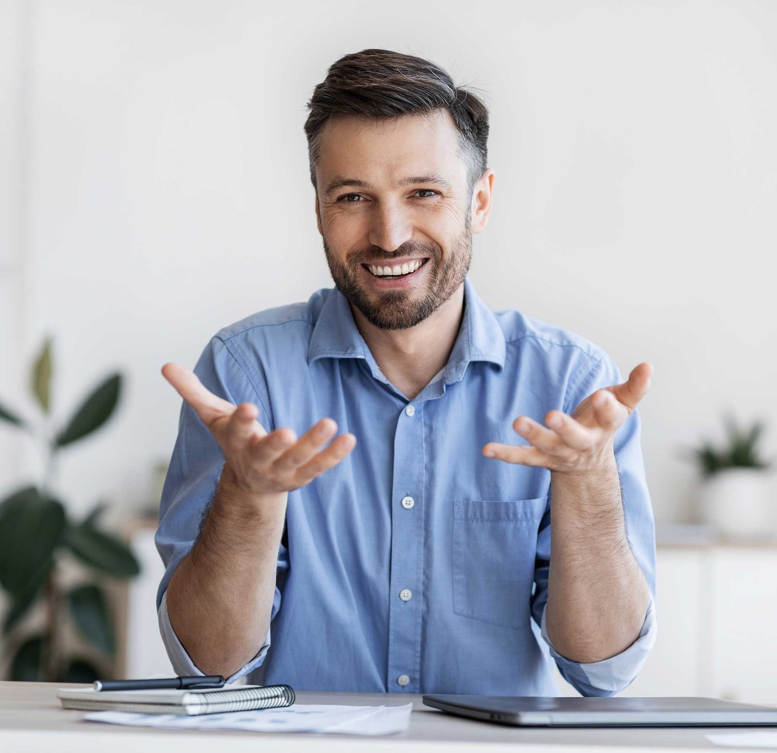 Successful Handsome Businessman Sitting At Desk In 2022 12 16 07 48 48 Utc 2